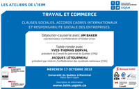 Colloque: «Travail – Commerce: clauses sociales, accords-cadres internationaux et responsabilité sociale des entreprises»