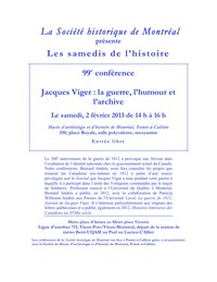 Conférence de Bernard Andrès: «Jacques Viger : la guerre, l’humour et l’archive»