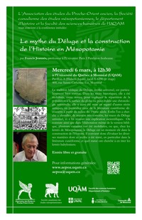 Conférence: «Le mythe du Déluge et la construction de l'Histoire en Mésopotamie»