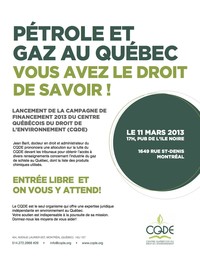 Pétrole et gaz au Québec: Vous avez le droit de savoir!