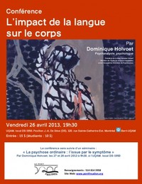 Conférence: «L'impact de la langue sur le corps» par Dominique Holvoet