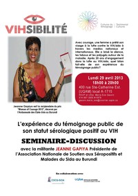 Séminaire-Discussion: «L'expérience du témoignage public de son statut sérologique positif au VIH»