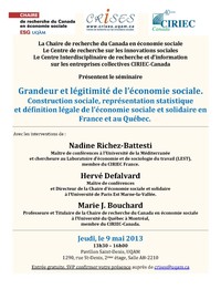 Séminaire: Grandeur et légitimité de l'économie sociale