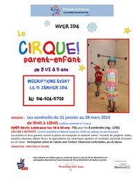 Activité Cirque DÉCLIC-LOISIR pour les parent-enfant de 3 1/2 à 5 ans - Session Hiver