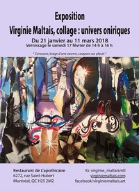 Exposition Virginie Maltais, collage: univers oniriques