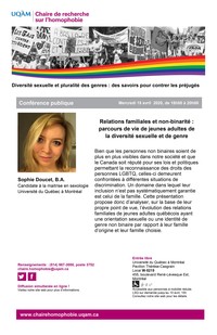 REPORTÉE CONFÉRENCE PUBLIQUE | Relations familiales et non-binarité : parcours de vie de jeunes adultes de la diversité sexuelle et de genre